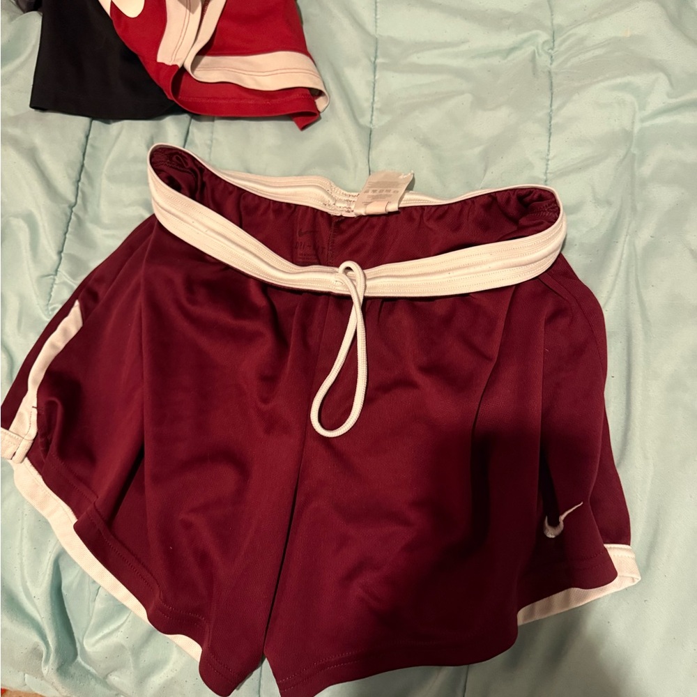 Nike Women's Maroon Athletic Shorts with White Trim